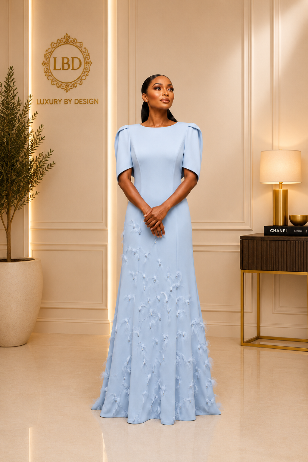 Celeste Feather Elegance Gown