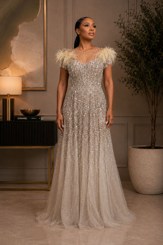 The Celestial Feather Crystal Gown