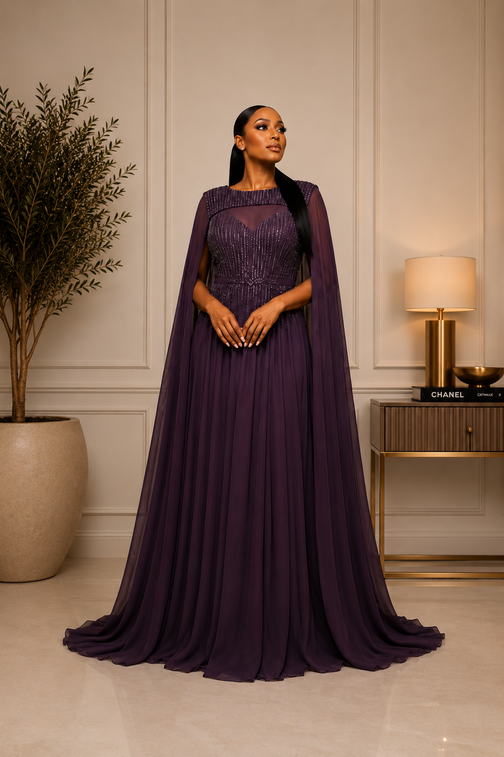 Royal Amethyst Cape Gown