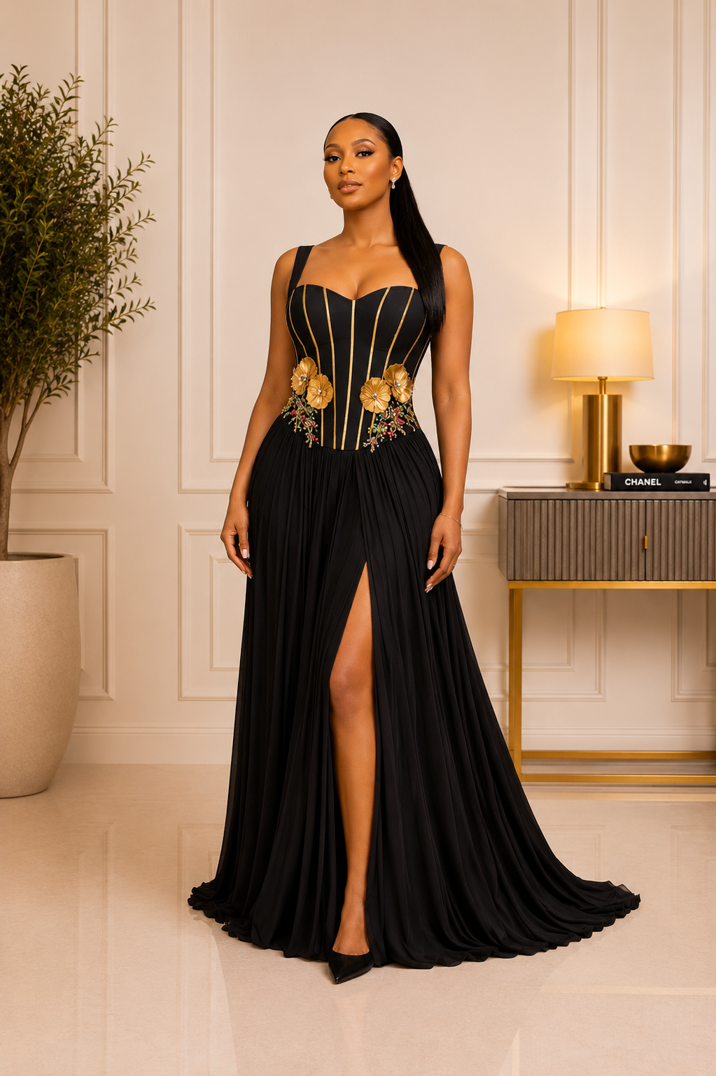 Black Corset Evening Gown