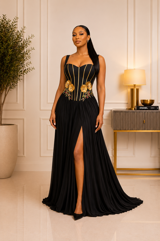Black Corset Evening Gown